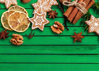 Homemade Christmas cookies on white background