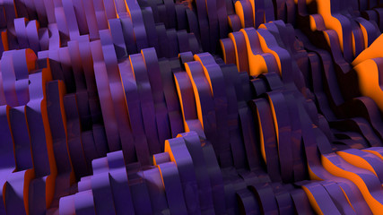 Obraz premium Purple background with orange elements. 3d illustration, 3d rendering.