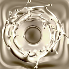 Silver splash liquid black background. 3d illustration, 3d rendering.