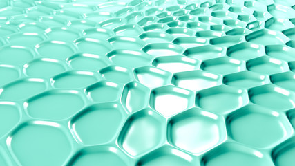 Turquoise geometric background with relief. 3d illustration, 3d rendering.