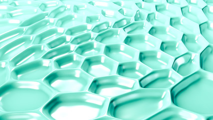 Obraz premium Turquoise geometric background with relief. 3d illustration, 3d rendering.