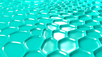 Obraz premium Turquoise geometric background with relief. 3d illustration, 3d rendering.