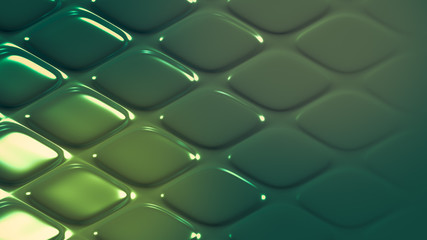 Green geometric background with relief. 3d illustration, 3d rendering.