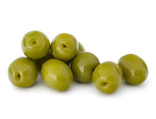 Green olives fruits isolated on white background cutout