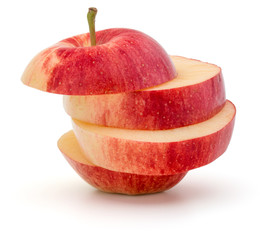 Red sliced apple isolated on white background cutout