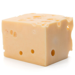 Cheese block isolated on white background cutout