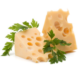 Cheese block isolated on white background cutout