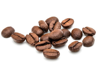 roasted coffee beans isolated in white background cutout