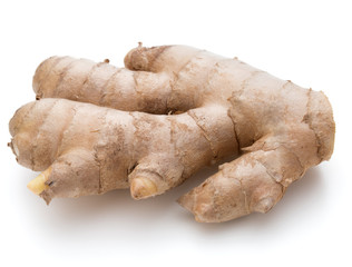 Fresh ginger root or rhizome isolated on white background cutout