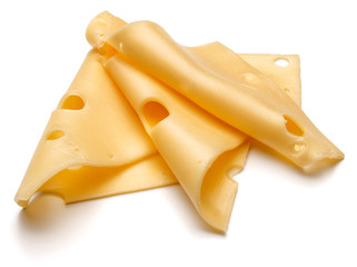 cheese slices isolated on white background cutout