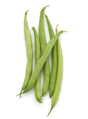Green beans handful isolated on white background cutout