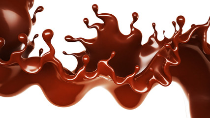 A splash of chocolate. 3d illustration, 3d rendering.