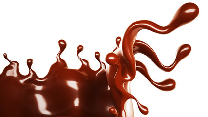 A splash of chocolate. 3d illustration, 3d rendering.
