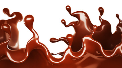 A splash of chocolate. 3d illustration, 3d rendering.
