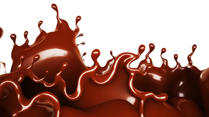 A splash of chocolate. 3d illustration, 3d rendering.