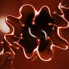 A splash of chocolate. 3d illustration, 3d rendering.