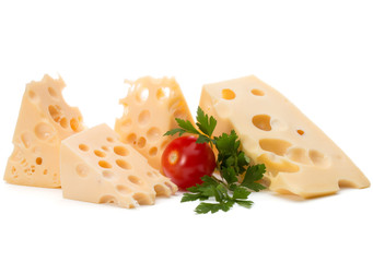 Cheese block isolated on white background cutout