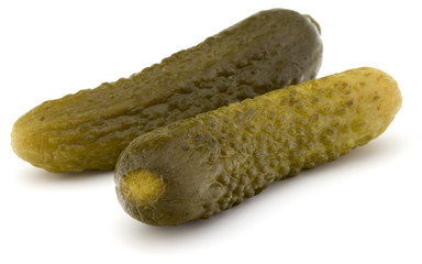 pickled or marinated  cucumbers isolated on white background cutout