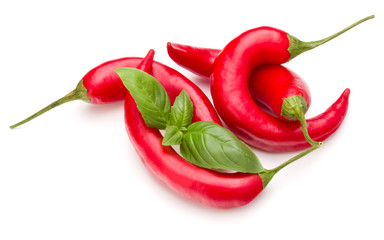 red chili or chilli cayenne pepper isolated on white  background cutout