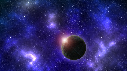 Obraz na płótnie Canvas Stars background with a Planet, colorful sky, large size image
