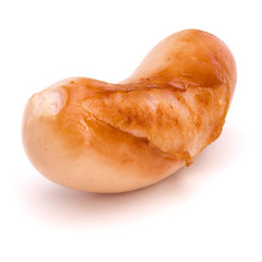 One Roasted sausage isolated on white background cutout