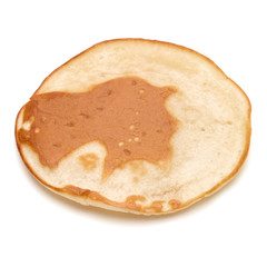 One pancake isolated on white background cutout.