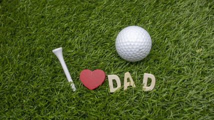 Golf with Dad word on green grass for golfer's father day