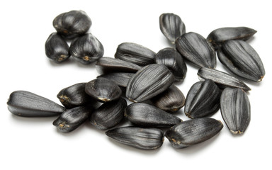 Sunflower seeds  isolated on white background close up