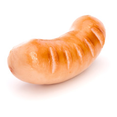 One Roasted sausage isolated on white background cutout