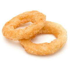 Crispy deep fried onion or Calamari ring isolated on white background