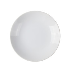 top view empty white plate isolated on white background