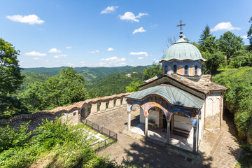 Fototapeta na wymiar Nineteenth century buildings in Sokolski Monastery Holy Mother's Assumption, Gabrovo region, Bulgaria