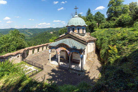 Nineteenth century buildings in Sokolski Monastery Holy Mother's Assumption, Gabrovo region, Bulgaria