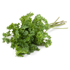 parsley leaves bunch isolated on white background cutout