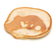 One pancake isolated on white background cutout.