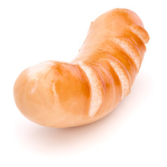 One Roasted sausage isolated on white background cutout