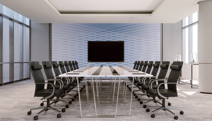 Clean meeting room, conference  with accent wall 
