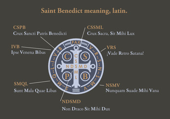 Saint benedict medal meaning in latin - obrazy, fototapety, plakaty