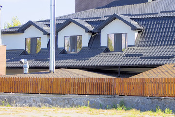 A modern home on a sunny day.