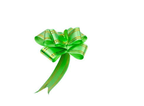Green bow isolated on the white for decor or gift