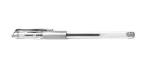 Color gel pen on white background. School stationery