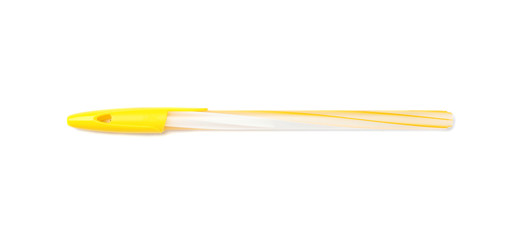 Pen with lid on white background. School stationery