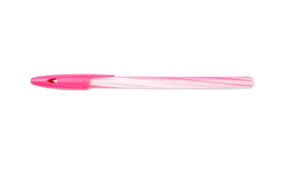 Pen with lid on white background. School stationery