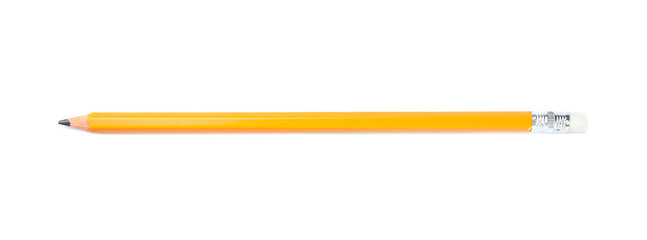 Pencil on white background. School stationery