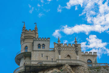 Fototapeta na wymiar Swallows Nest, historical castle on the cape Ai-Todor over the Black Sea, landmark of Crimea