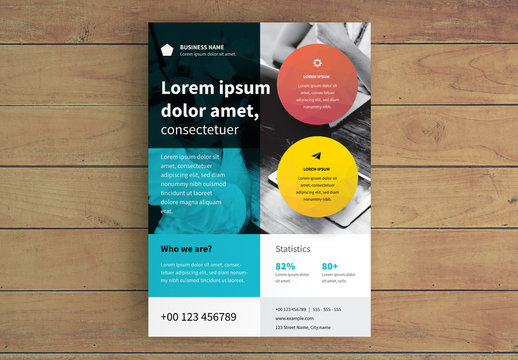 Business Flyer Layout with Colorful Circle Elements