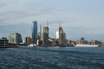 Naklejka premium Azerbaijan central business district. Cityscape skyline at Baku city