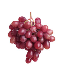 Bunch of red fresh ripe juicy grapes isolated on white