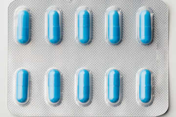 blue capsule pills blister pack