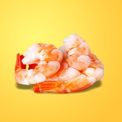 Close-up Tasty Prepared Shrimp on white background